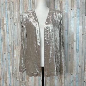 New Chicos 1 M 8 Velvet Embellished Beaded Jacket Open Front Silver $189